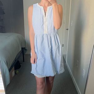 Vineyard Vines Light Blue and White Striped Sleeveless Midi Dress